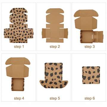 25 Pack Leopard Small Shipping Boxes, 4 x 4 x 2 inches Recyclable Corrugated Cardboard Boxes,Leopard Print Cute Mailing Box for Packaging Small Business Moving Jewelry Gift, Storing, Packing Mailer