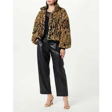 The Drop Women's Marcia Faux Fur Bomber Cheetah, 3X, Plus Size