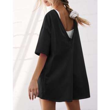 Ugerlov Women's Casual Rompers Half Sleeve Short Jumpsuits Athletic Scoop Neck Overalls Hot Shot Tee Romper with Pockets