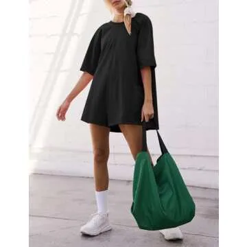 Ugerlov Women's Casual Rompers Half Sleeve Short Jumpsuits Athletic Scoop Neck Overalls Hot Shot Tee Romper with Pockets