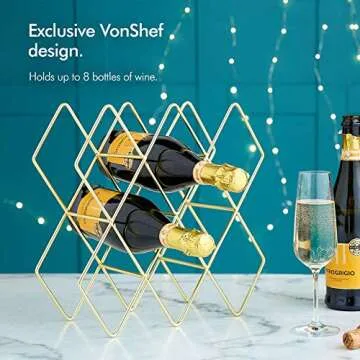 Stylish VonShef 8-10 Bottle Wine Rack with Gold Finish