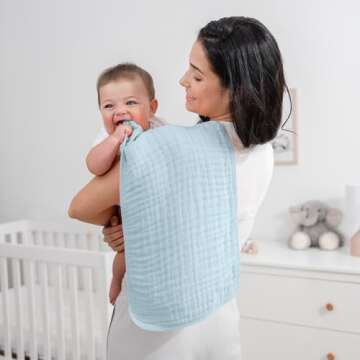 Comfy Cubs Muslin Burp Cloths 20" x 10", Pack of 6 - Large, 6-Layer, Ultra Absorbent 100% Cotton for...