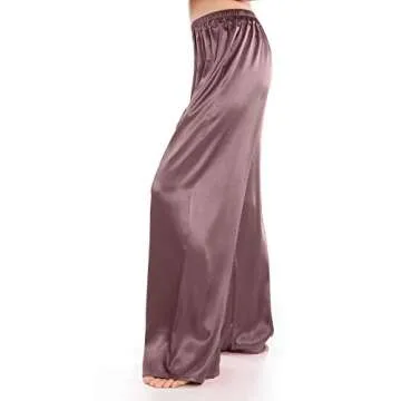 Wantschun Womens Wide Leg Pajama Pants Satin Silk Casual Loose Elastic Waist Lounge Pants Pj Bottoms...
