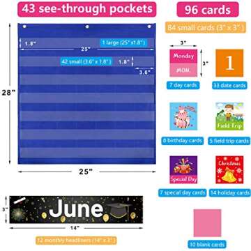 Classroom Calendar Pocket Chart with 96 Interactive Cards