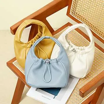 FireDeer Tote Shoulder Bags Small Women Hobo Handbag Mini Cloud Handbags Clutch Purse Bag Chic Pouch Bag (Black)