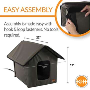 K&H Pet Products Outdoor Heated Kitty House - Cozy Cat Shelter for All Weather 19 x 22 x 17 Inches