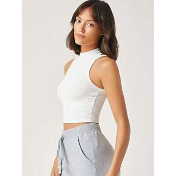 Stylish Verdusa Women's High Neck Crop Tank Top  - White L