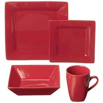 10 Strawberry Street Nova Square 16 pc Dinnerware Set, Red