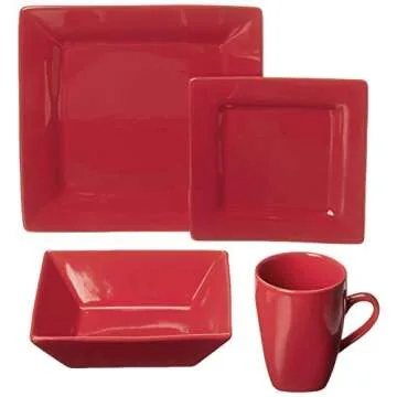 10 Strawberry Street Nova Square 16 pc Dinnerware Set, Red
