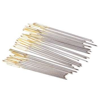 100 Mixed Silver Gold Cross Stitch Needles in Box
