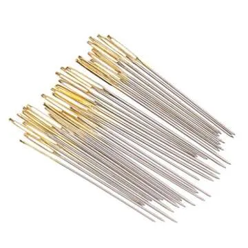 100 Mixed Silver Gold Cross Stitch Needles in Box