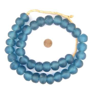 Jumbo Recycled Glass Beads - Beaded Wall Hangings - Extra Large African Sea Glass Beads 21-25mm - The Bead Chest (Light Blue)