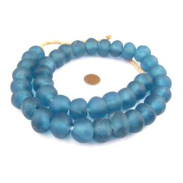 Jumbo Recycled Glass Beads - Beaded Wall Hangings - Extra Large African Sea Glass Beads 21-25mm - The Bead Chest (Light Blue)