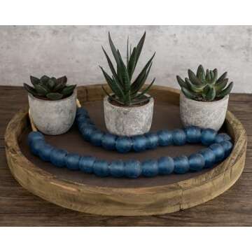 Jumbo Recycled Glass Beads - Beaded Wall Hangings - Extra Large African Sea Glass Beads 21-25mm - The Bead Chest (Light Blue)