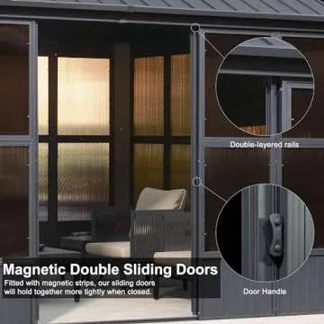 PURPLE LEAF 12'x20' Sunroom Hardtop Gazebo for Outdoors