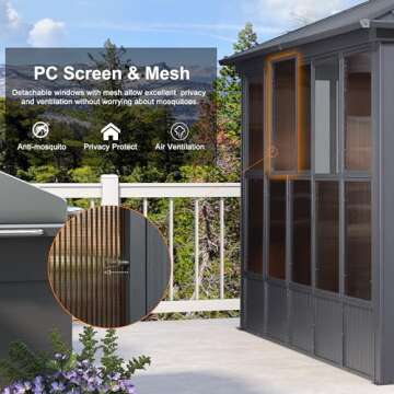 PURPLE LEAF 12'x20' Sunroom Hardtop Gazebo for Outdoors