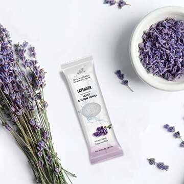 FabbPro Oshibori Moist Terry Cotton Refreshment Towels (50 Pack, 8 x 8 Inches) - White Mildly Scented Pre-moistened Towel to Use Hot or Cold - Lemon & Lavender Scent Bundle of 25 each