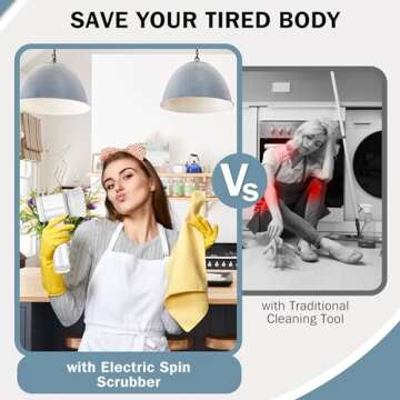 LEKISHE Electric Spin Scrubber with 5 Brush Heads for Effortless Cleaning