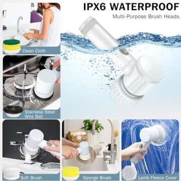 LEKISHE Electric Spin Scrubber with 5 Brush Heads for Effortless Cleaning