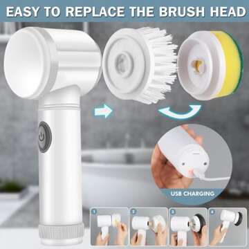 LEKISHE Electric Spin Scrubber with 5 Brush Heads for Effortless Cleaning