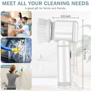 LEKISHE Electric Spin Scrubber with 5 Brush Heads for Effortless Cleaning