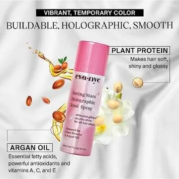 Seeing Stars Holographic Spray, Color and Glitter Spray, Hair Glitter for Shimmer & Shine Effect, Glitter Hairspray for Styling, Washable Rose Pink Glitter Spray, 1.5 oz, Rosé- Eva NYC