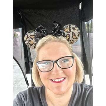 CLGIFT Minnie Ears, Leopard - Animal Kingdom Mouse Ears, Sequin Headband, Unisex Hairband, One Size, 1 Count (Pack of 1)