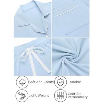 Leikar Button Up Pajamas Cute Sleepwear for Women