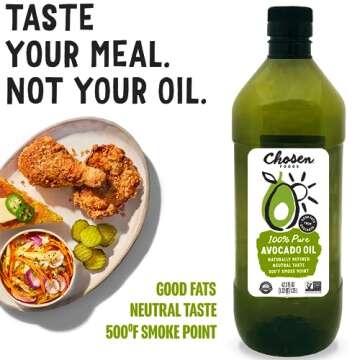 Chosen Foods 100% Pure Avocado Oil, Keto and Paleo Diet Friendly, Kosher Oil for Baking, High-Heat C...