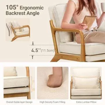 COLAMY Mid Century Modern Accent Chair with Lumbar Pillow