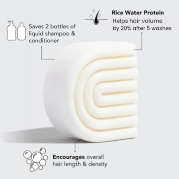 Kitsch Rice Water Hair Conditioner Bar for All Hair Types, Organic, Natural Strengthening, Cleansing and Moisturizing Solid Conditioner Bar Made in US, Eco-Friendly, Paraben Free, Sulfate Free, 2.7 oz