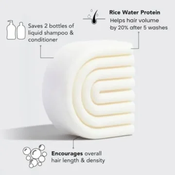 Kitsch Rice Water Hair Conditioner Bar for All Hair Types, Organic, Natural Strengthening, Cleansing and Moisturizing Solid Conditioner Bar Made in US, Eco-Friendly, Paraben Free, Sulfate Free, 2.7 oz