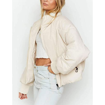 ZESICA Women's Cropped Puffer Jacket for Winter Warmth