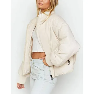 ZESICA Women's Cropped Puffer Jacket for Winter Warmth