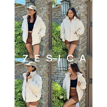 ZESICA Women's Cropped Puffer Jacket for Winter Warmth