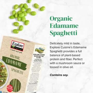 Explore Cuisine Bean Spaghetti Variety Pack - Organic Edamame Spaghetti (5 Boxes) + Organic Black Bean Spaghetti (3 Boxes) - 8 oz - High Protein & Gluten Free