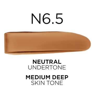 L’Oréal Paris True Match Super-Blendable Foundation, Medium Coverage Liquid Foundation Makeup, N6.5, Medium Deep, 1 Fl Oz