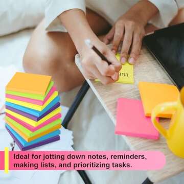 OHOME Sticky Notes - 12 Pads, 3”x3” - Colorful Self-Stick Post Notes Bulk - Office Desk Accessories | Teacher Classroom Must Haves,Aesthetic School Supplies for Home,Valentines Day Gifts