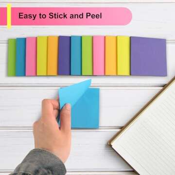 OHOME Sticky Notes - 12 Pads, 3”x3” - Colorful Self-Stick Post Notes Bulk - Office Desk Accessories | Teacher Classroom Must Haves,Aesthetic School Supplies for Home,Valentines Day Gifts