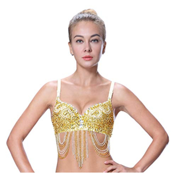 Seawhisper Tribal Glitter Sparkle Rhinestone Belly Dance Beaded Sequined Bra Top for Rave Cabaret Pa...