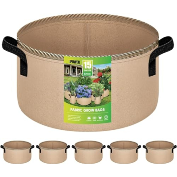 iPower 15G Grow Bags 5-Pack - Premium Nonwoven Plant Pots