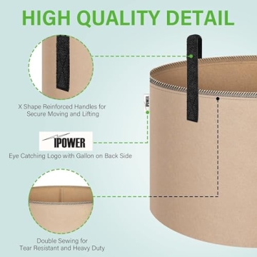 iPower 15G Grow Bags 5-Pack - Premium Nonwoven Plant Pots