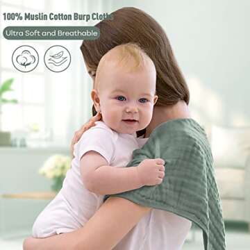 Yoofoss Muslin Burp Cloths for Baby 10 Pack 100% Cotton Baby Washcloths for Boys Girls Large 20''X10...