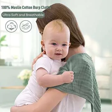 Yoofoss Muslin Burp Cloths for Baby 10 Pack 100% Cotton Baby Washcloths for Boys Girls Large 20''X10...