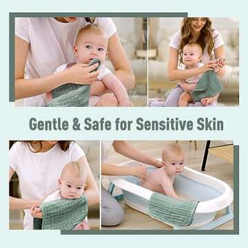 Yoofoss Muslin Burp Cloths for Baby 10 Pack 100% Cotton Baby Washcloths for Boys Girls Large 20''X10'' Super Soft and Absorbent Dark Green