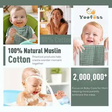 Yoofoss Muslin Burp Cloths for Baby 10 Pack 100% Cotton Baby Washcloths for Boys Girls Large 20''X10'' Super Soft and Absorbent Dark Green