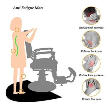 1 Inch Thick Barber Cutting Chair Salon Floor Mats for Beauty Hair Stylist Station Anti Fatigue (Black, 5 Ft × 3 Ft Ellipse)