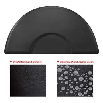 1 Inch Thick Barber Cutting Chair Salon Floor Mats for Beauty Hair Stylist Station Anti Fatigue (Black, 5 Ft × 3 Ft Ellipse)