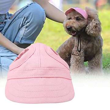 Pet Baseball, Dog Cat Outdoor Sunbonnet with Ear Holes Adjustable Ste Summer Pet Parent Child Hat(L)