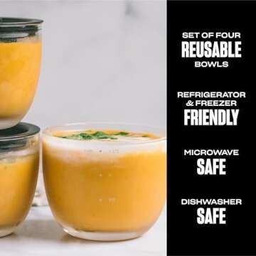 S'well 12oz Glass Prep Bowl Set of 4 For Easy Meal Prep, Black, Made From Durable Tempered Glass, Nests Inside 21.5oz S'well Eats